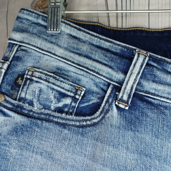 Judy Blue Boyfriend Fit Button-Fly Women's Blue Distressed Jeans - Picture 11 of 16